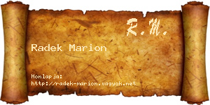 Radek Marion névjegykártya